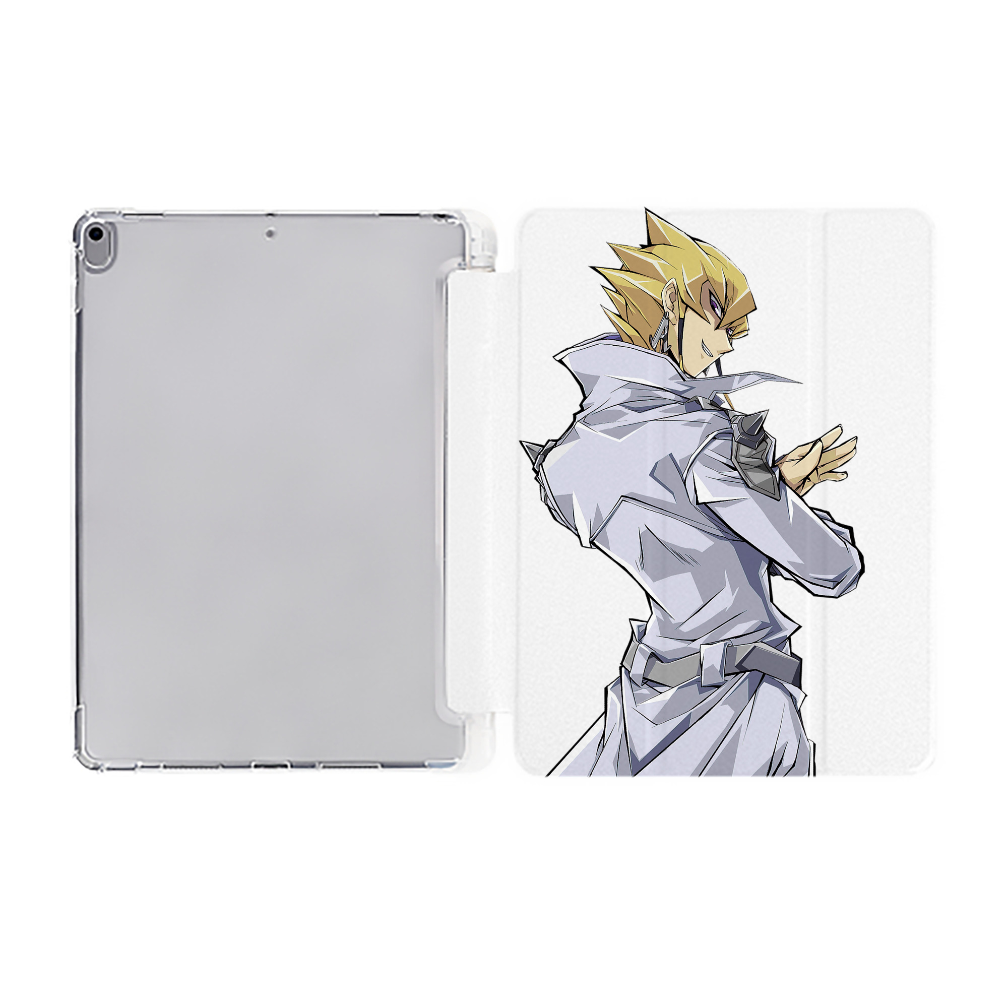 （画像用） 遊☆戯☆王 Yu-Gi-Oh! IPad ケース ペン収納付き 三つ折りスタンド PUレザー×シリコン 対応機種9.5/10.5/10.9インチ